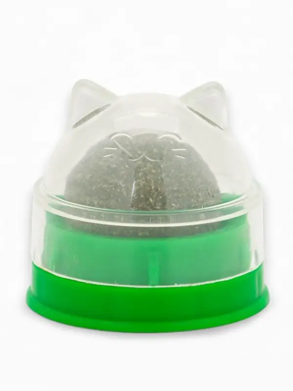 Игрушка для кошек из кошачьей мяты "Кот" на основании, 4,5х4,8х4,8 см, зеленая