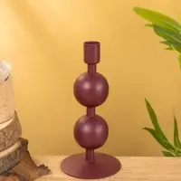 Подсвечник на 1 свечу текстурный "Баклажановый" с 2 сферами 8,5х8,5х18 см