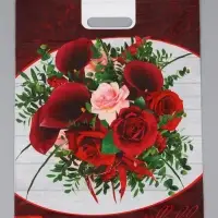 Пакет "Бордовые каллы , полиэтиленовый с вырубной ручкой, 38х47 см, 60 мкм