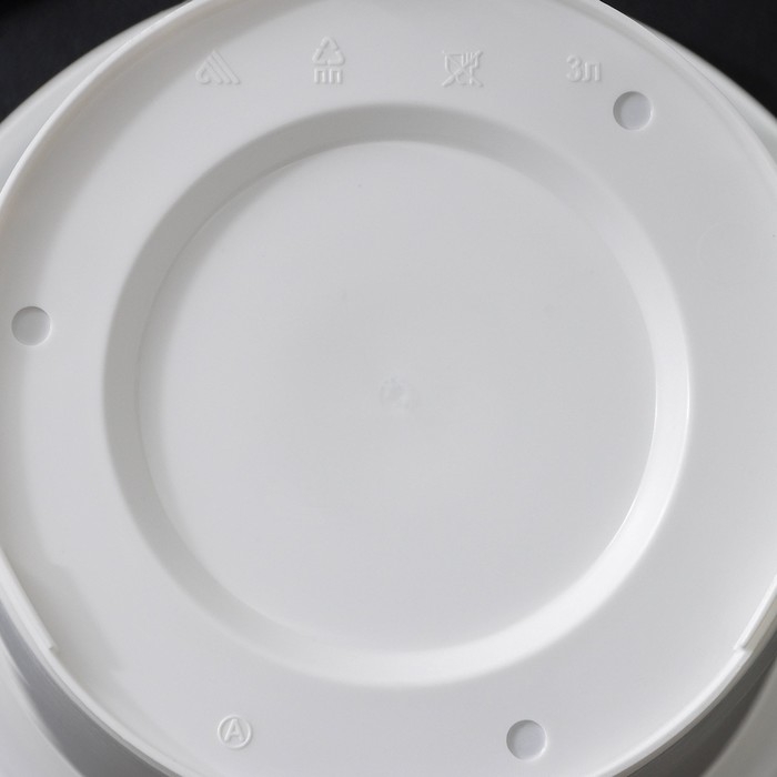 Горшок для цветов с поддоном &laquo;Эконом&raquo;, 3 л, пластиковый, цвет белый