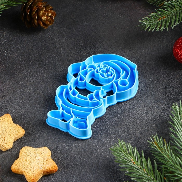 Форма для печенья &laquo;Санта Клаус&raquo;, вырубка, штамп, 10,2&times;7,3 см, цвет микс