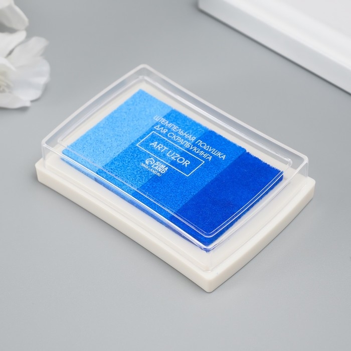 Штемпельная подушка 4 цвета "Сине-голубая палитра" 7,8х5,5х1,8 см