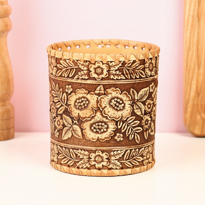 Туес &laquo;Лето&raquo;, шитый, 10&times;10&times;14,5 см, береста