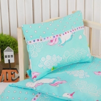 Постельное бельё для кукол &laquo;Единорог на голубом&raquo;, простынь, одеяло, подушка