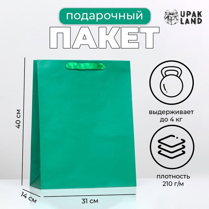 Пакет ламинированный &laquo;Зелёный&raquo;, 31 х 40 х 14 см