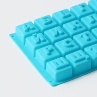 Форма для шоколада Доляна &laquo;Алфавит&raquo;, силикон, 35&times;18 см, 32 ячейки (3,7&times;3,7&times;3 см), цвет МИКС