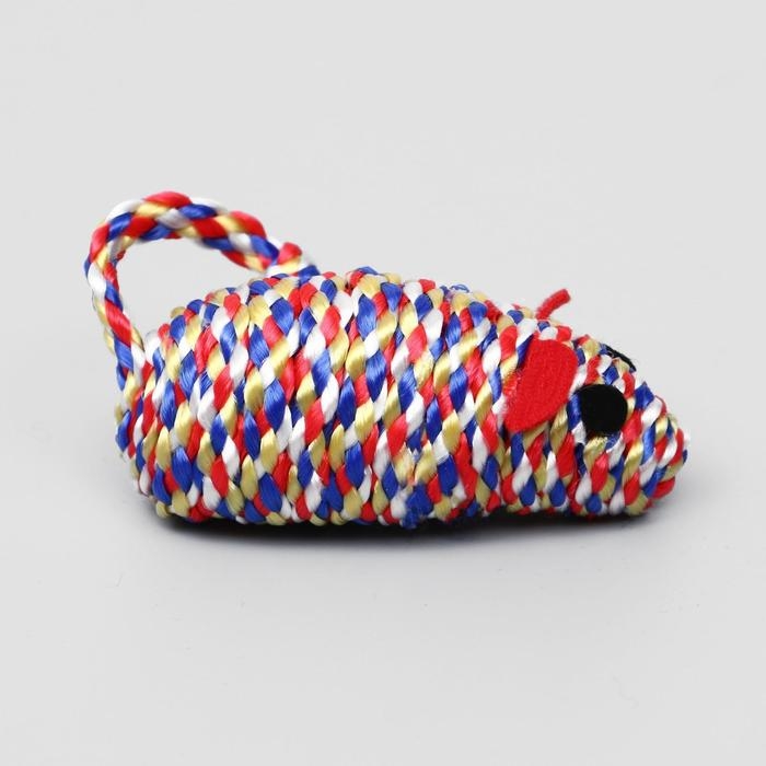 Мышь-погремушка радужная, 7 см, микс цветов