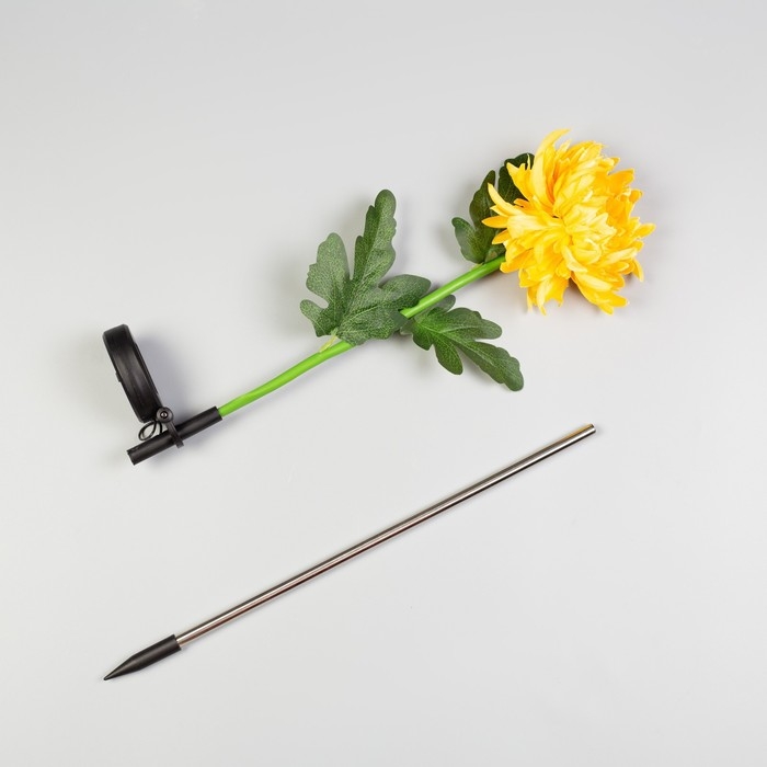 Садовый светильник на солнечной батарее &laquo;Хризантема жёлтая&raquo;, 75 см, 1 LED, свечение белое