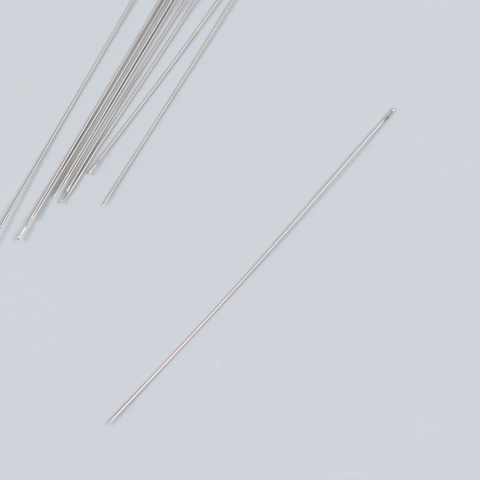 Иглы металл для бисера в стеклянной колбе тонкие набор 10 шт&Oslash; 0,7х120 мм 1,5х1,5х14 см