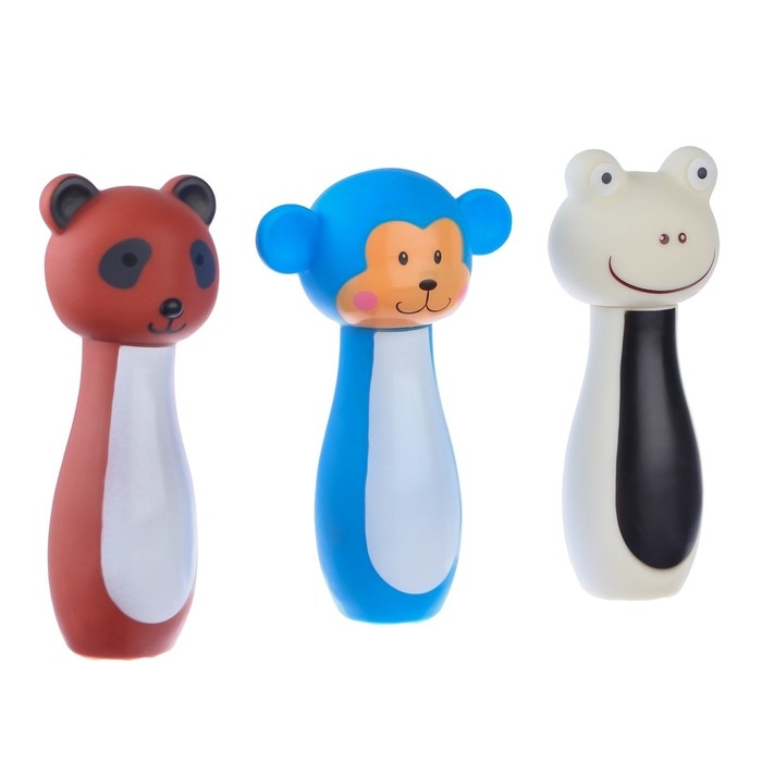 Резиновая игрушка для ванны &laquo;Веселый боулинг&raquo;, 12 см, с пищалкой, виды МИКС, Крошка Я