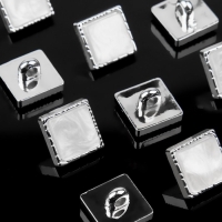 Набор пластиковых пуговиц на ножке, 13 &times; 13 мм, 10 шт, цвет серебряный