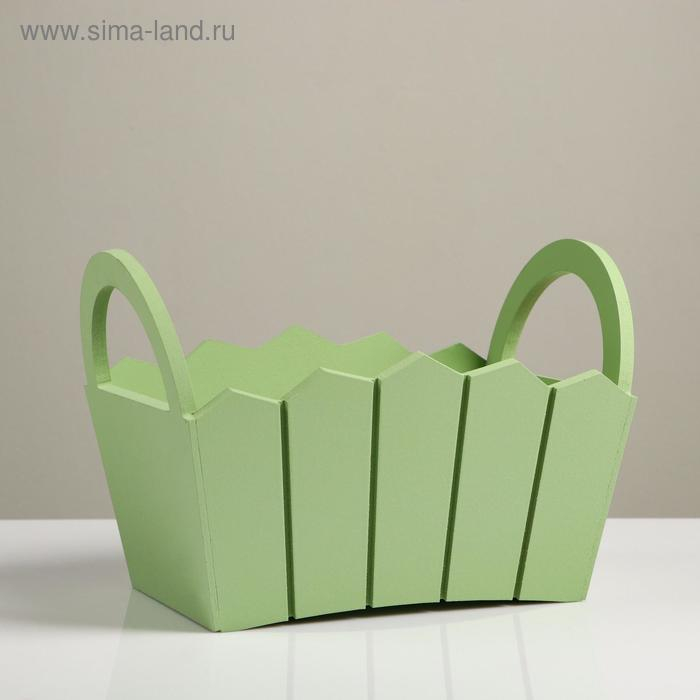 Кашпо деревянное 25,5&times;16,5&times;17,5 см "Мария", ручки боковые, МДФ, оливка