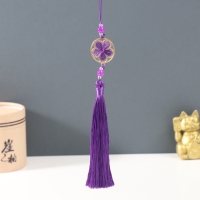 Подвеска текстиль, металл "Цветок в оправе" фиолетовая 1х3х19,5 см