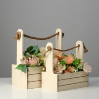 Набор кашпо деревянных 2 в 1 (25.5&times;15&times;30; 20&times;12&times;23) "Прованс", бежевый