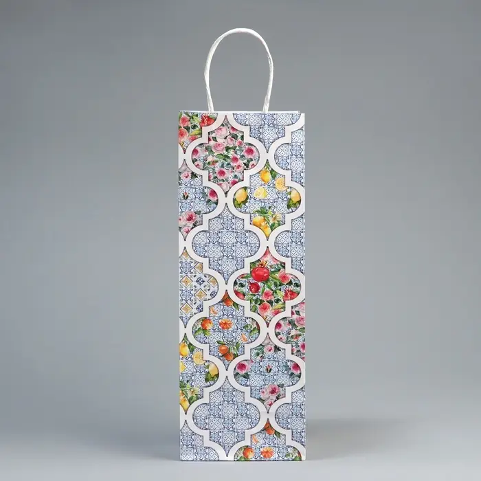 Пакет подарочный под бутылку, упаковка, &laquo;Праздничный&raquo;, белый крафт, 13 х 36 х 10 см