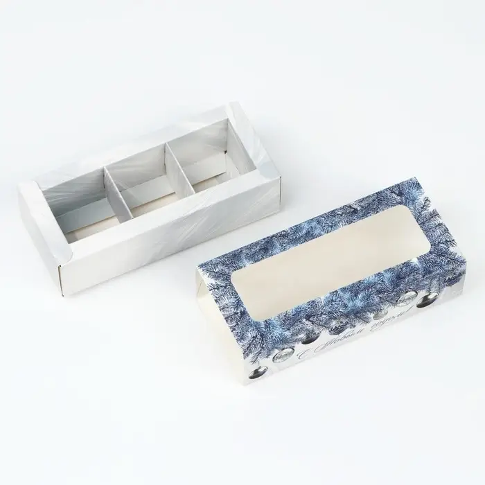 Коробка под 3 конфеты с ячейками &laquo;Серебро&raquo;, 13.3 х 3.3 х 5.8 см