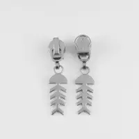 Бегунок для молнии &laquo;Спираль&raquo;, №5, &laquo;Рыба&raquo;, 10 шт., цвет никель