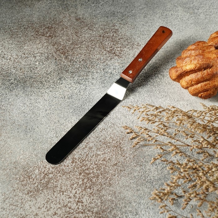 Кондитерская лопатка - палетка, изогнутая, 31,5 см, рабочая часть 19,5 см, цвет коричневый