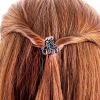 Крабик для волос &laquo;Синий туман&raquo;, павлин, 2.5 см, серебро