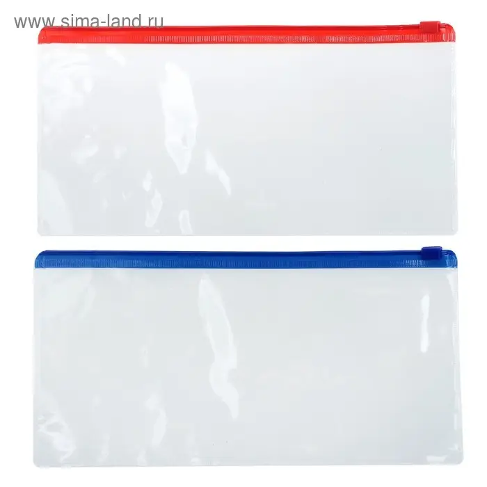 Папка-конверт на ZIP-молнии Calligrata А65 (122 х 240 мм), 100 мкм, прозрачная, МИКС
