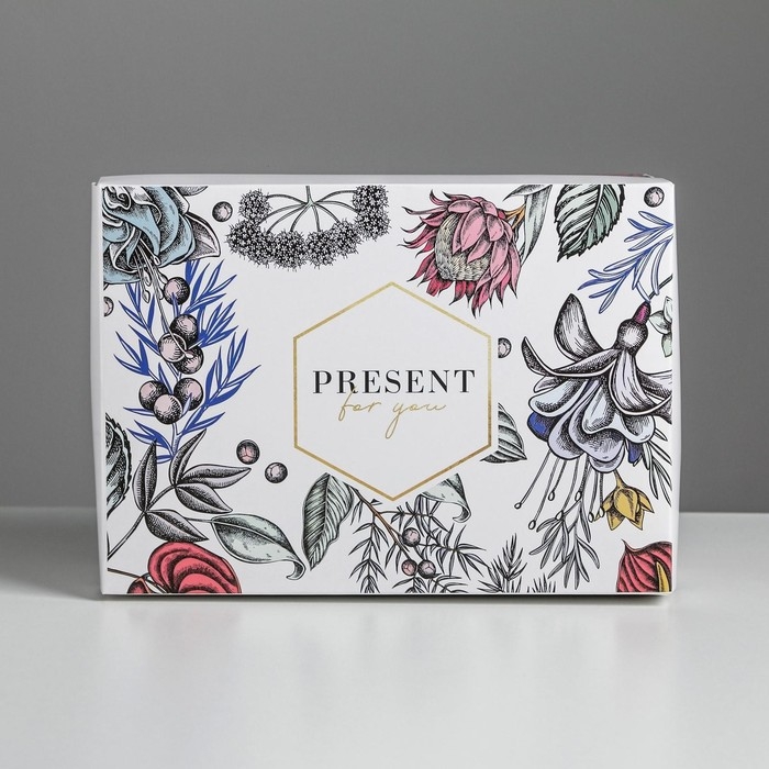 Коробка подарочная складная, упаковка, &laquo;Цветы&raquo;, 21 х 15 х 7 см