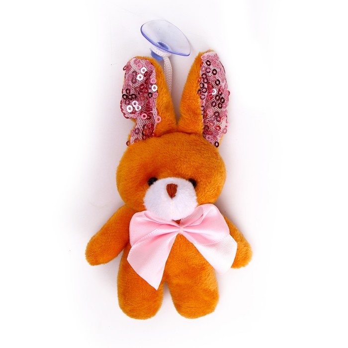 Мягкая игрушка &laquo;Зайчик с бантиком&raquo;, с пайетками, на присоске, цвета МИКС
