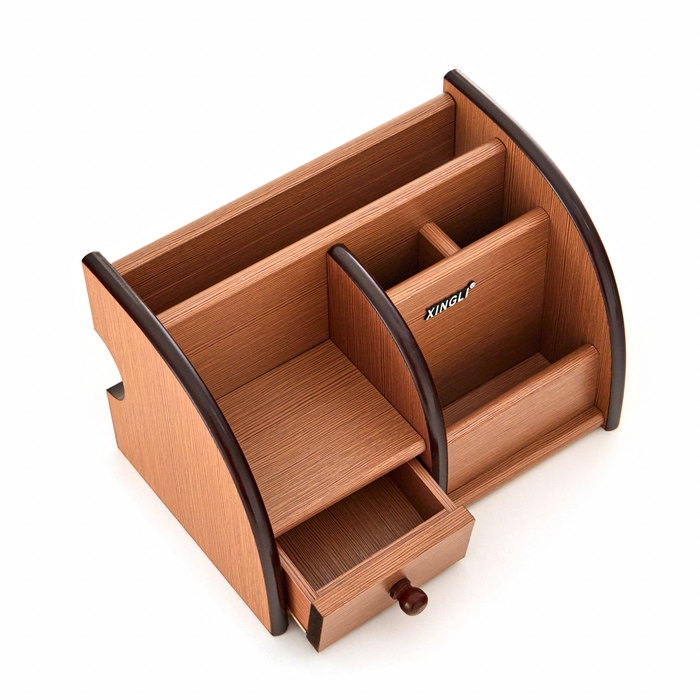 Органайзер 5 секций, 1 выдвижной ящик, серия Ясень шимо темный с кантом темным, 14*21см