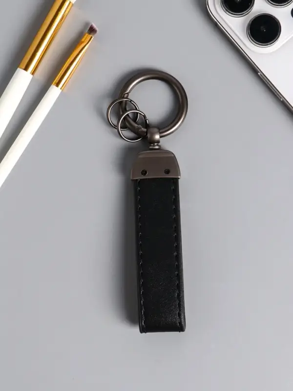 Брелок кожзам, металл "Ремешок" чёрный матовый 12,2х2,3х0,7 см