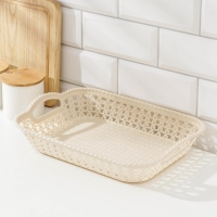 Поднос пластиковый прямоугольный Доляна &laquo;Плетение&raquo;, 32&times;23&times;5 см, цвет МИКС