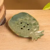 Мыльница "Ананас" керамика, цв. зелёно-коричневый, 13,5х9х2 см