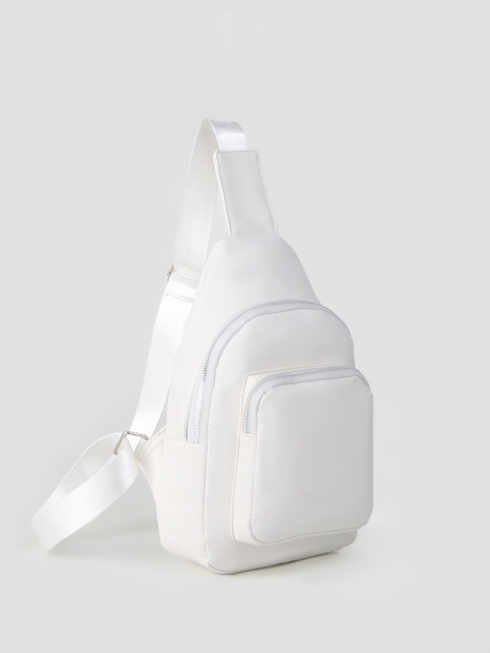 Рюкзак-слинг, 18*5,5*29 см, отд на молнии, 1 н/карман, белый