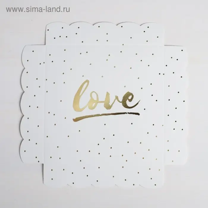 Коробка для печенья, кондитерская упаковка с пластиковой крышкой, Love, тиснение, 15 х 15 х 3 см