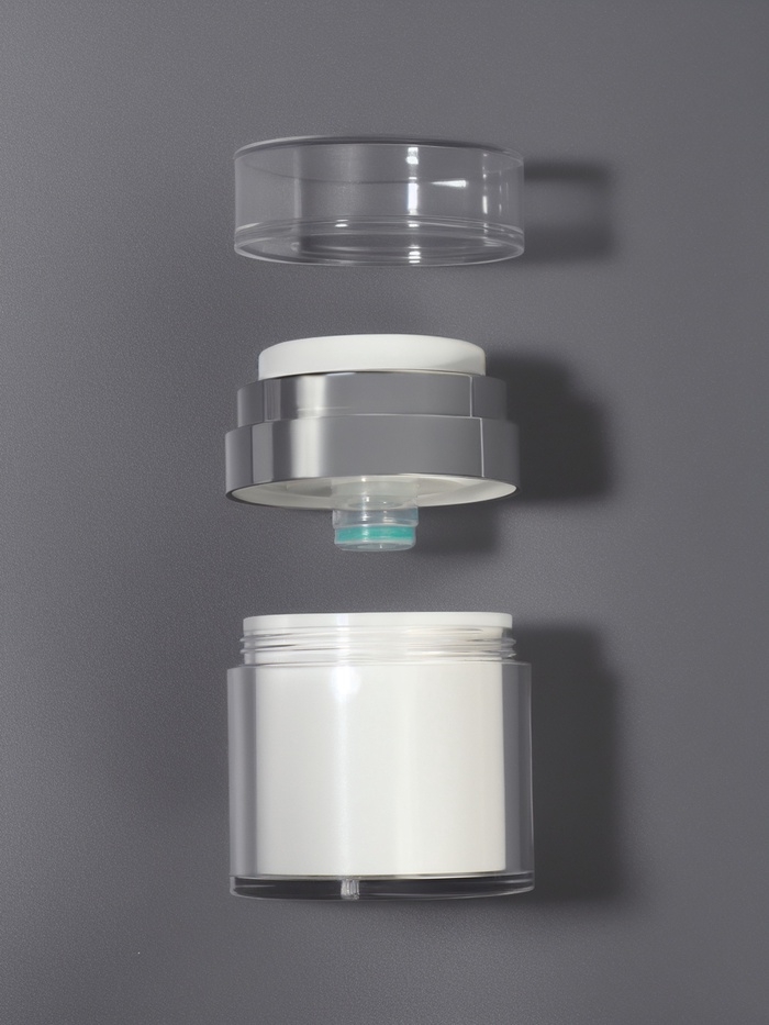 Бутылочка д/хранения с дозатором 30мл d5,5*7,2см бел/серебр накл ОТ