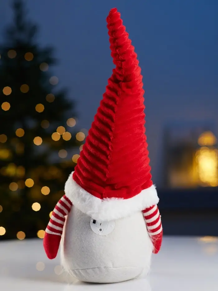 Фигура текстиль &laquo;Гном романтик в красном&raquo; 40 см, 1LED, LR1130х3 (в компл.), Т/БЕЛЫЙ