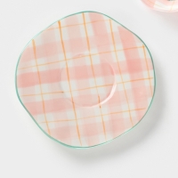 Чайная пара Доляна &laquo;Розовая клетка&raquo;, чашка 220 мл, блюдце d=16 см, ручная роспись, керамика, белая