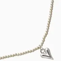 Колье "Сердце" под гематит, цвет серебро