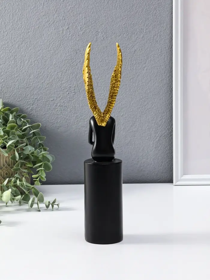 Сувенир полистоун "Ангел" чёрный с золотом 6х8,3х31 см