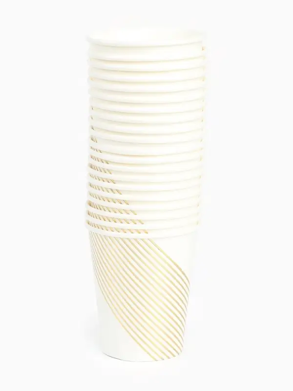 Набор посуды для праздника на 20 персон, белый с золотом (тарелки 23 см, стакан 250 мл)