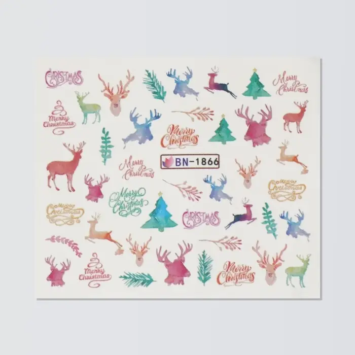 Слайдеры для ногтей &laquo;Олени&raquo;, разноцветные