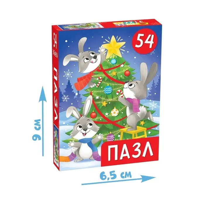 Пазл детский &laquo;Новый Год у зайчиков&raquo;, 54 элемента