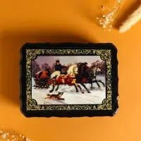 Шкатулка &laquo;Тройка&raquo;,  17&times;23&times;6 см, лаковая миниатюра