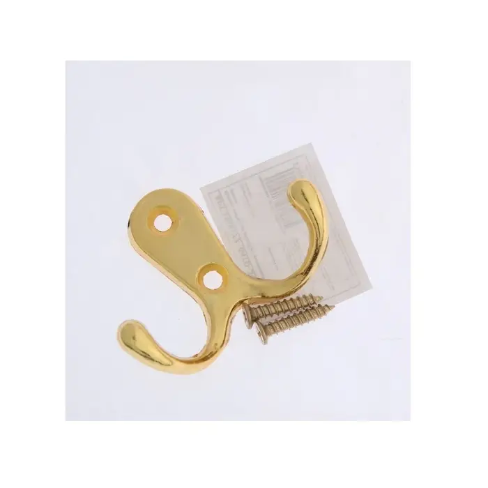 Крючок мебельный ТУНДРА TKd=006, двухрожковый, золото