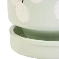 Горшок цветочный с поддоном 0,9 л, керамика "Листья" (М)