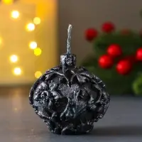 Свеча "Новогодний шарик", 55х55 мм, голубая роспись