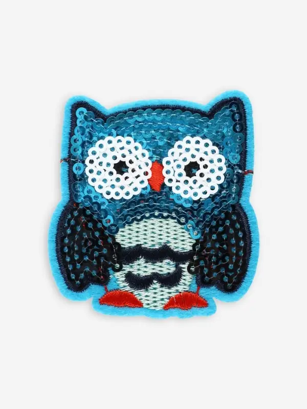 Термоаппликация &laquo;Сова&raquo;, с пайетками, 6&times;5.3 см, синяя