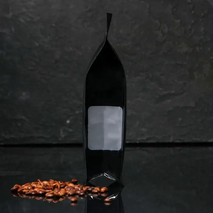 Пакет восьмишовный с дном матовый с отрывным замком , черный, 14 х 24 см