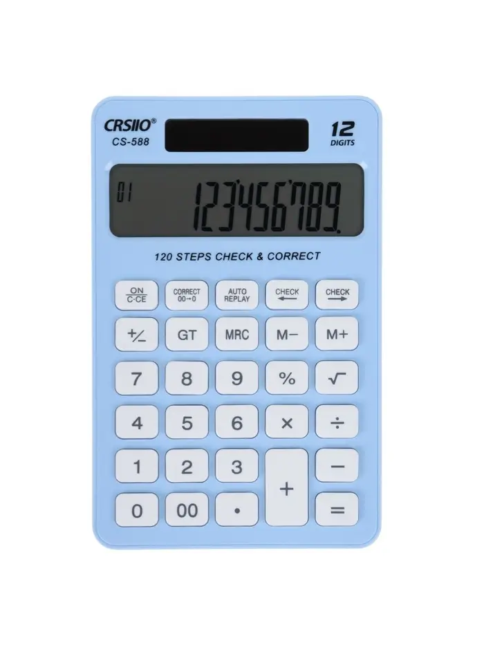 Калькулятор настольный 12-разрядный CS-588, корпус голубой