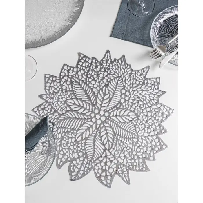 Салфетка сервировочная на стол &laquo;Венеция&raquo;, d=38 см, цвет серебряный