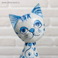 Сувенир дерево "Кошка с синей росписью" 9х4,5х30 см
