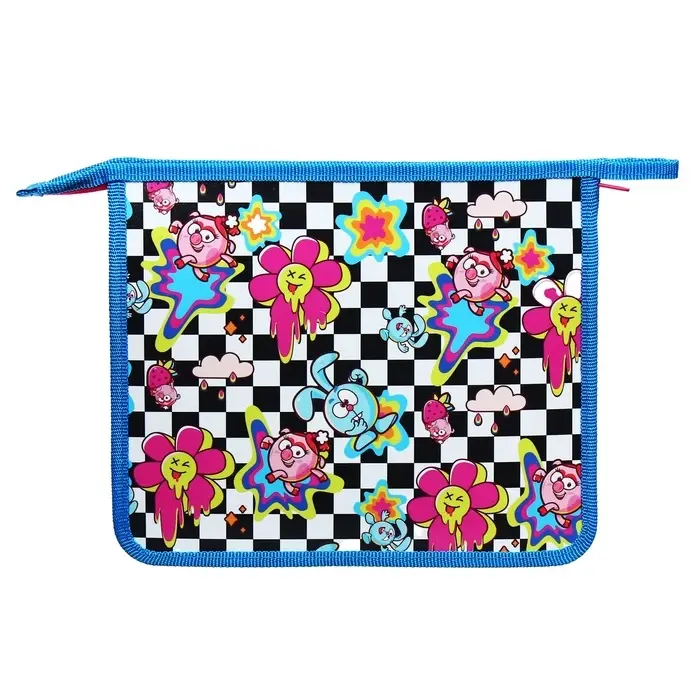 Папка для тетрадей А5, 205 х 240 х 40 мм, молния сверху, пластик/текстиль, Hatber "Смешарики Крош"